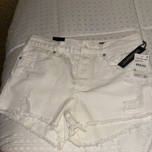 NWT White Distressed Denim Shorts